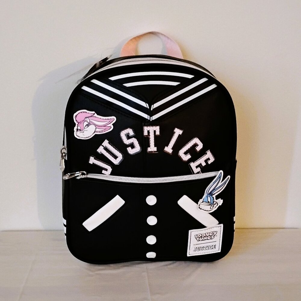 Justice Looney Tunes Black Patches Mini Backpack